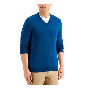 CLUBROOM Mens Teal Heather V Neck Pullover Sweater XXL